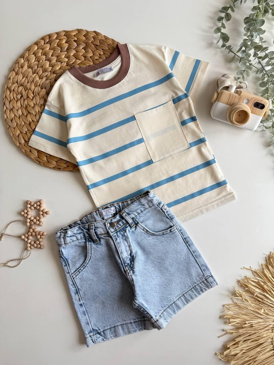 Blue Stripe & Denim Set