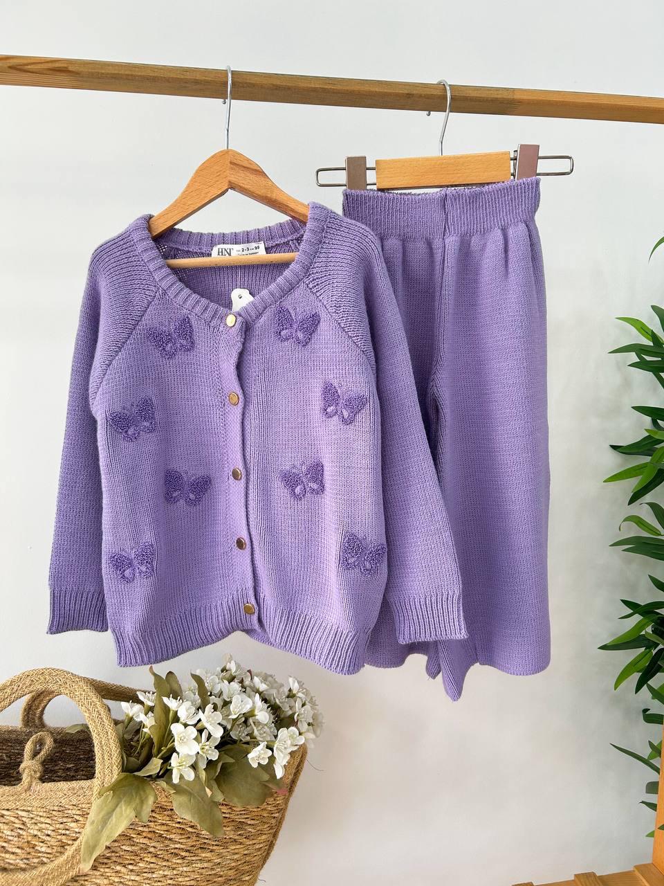 Green Butterfly Knit Cardigan and Pants Set