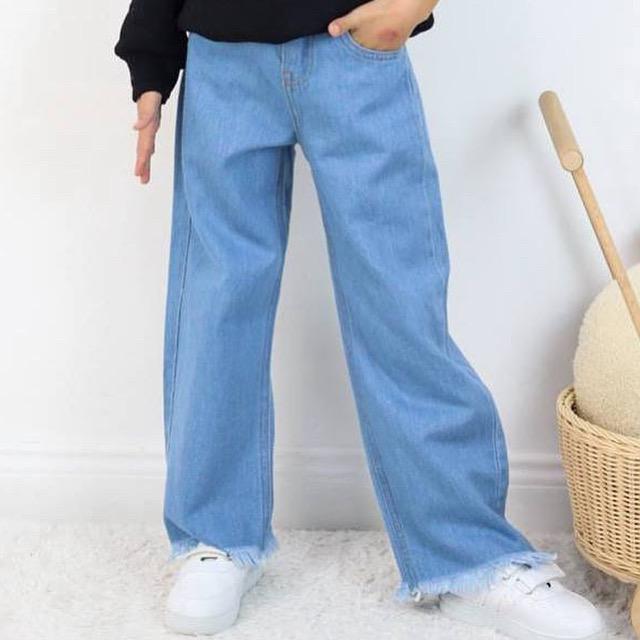 Heart Embroidered Fleece Sweater and Wide-Leg Jeans Set