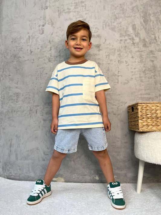 Blue Stripe & Denim Set