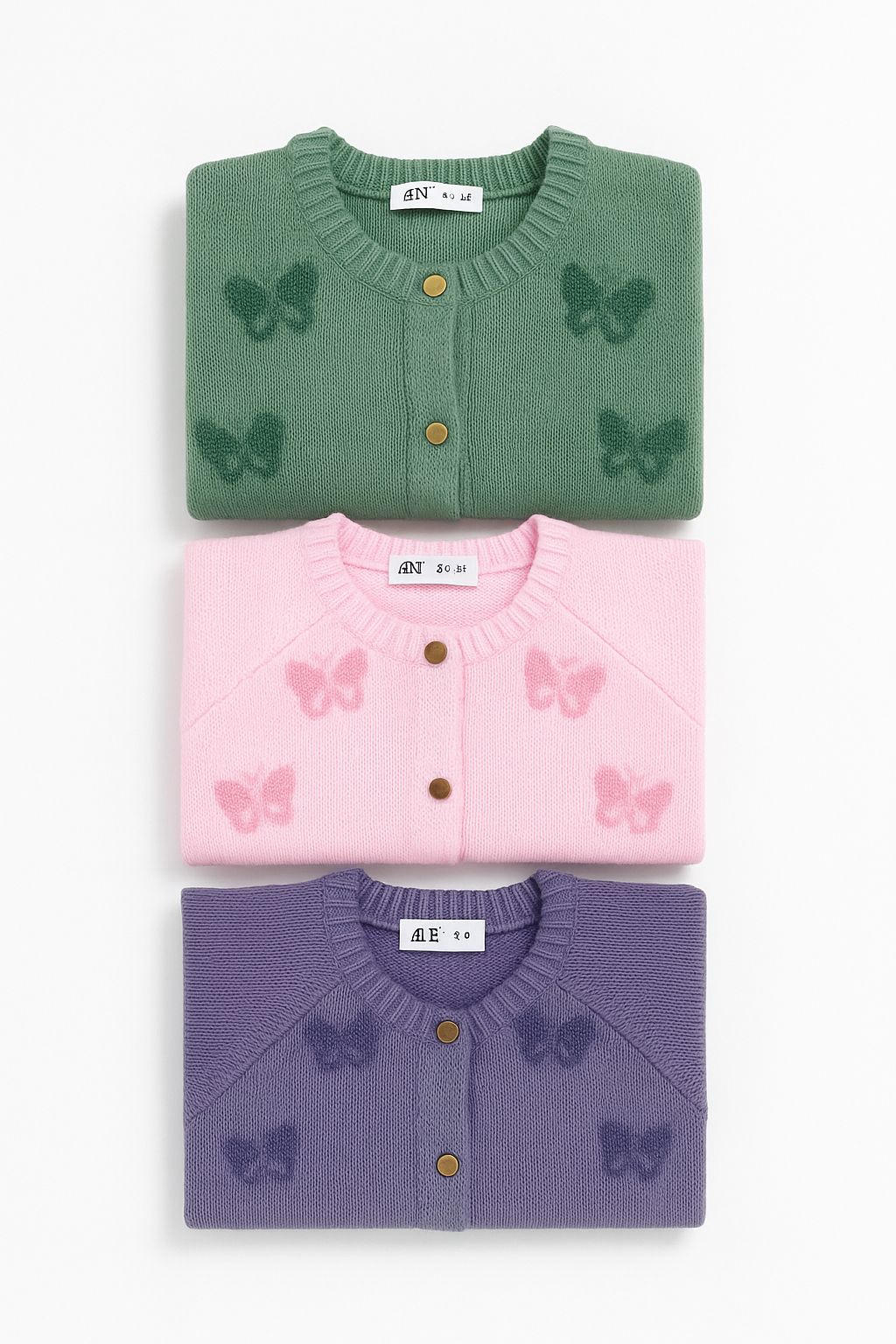 Purple Butterfly Knit Cardigan and Pants Set