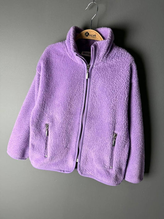 Purple Fuzzy Fleece Zip-Up Jacket