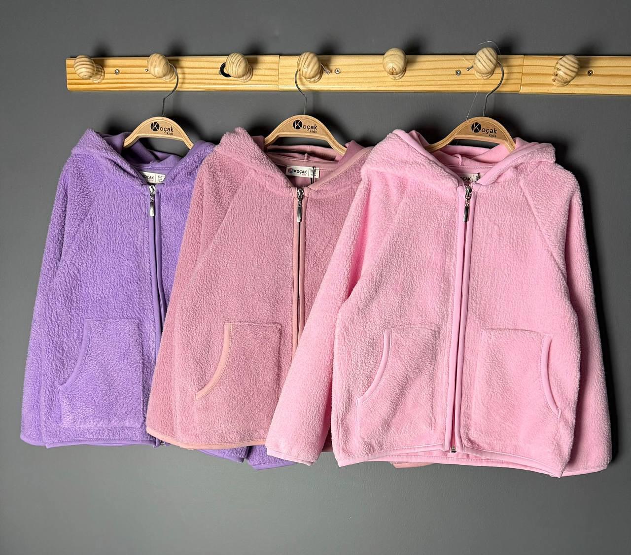Purple Fuzzy Fleece Zip-Up Jacket