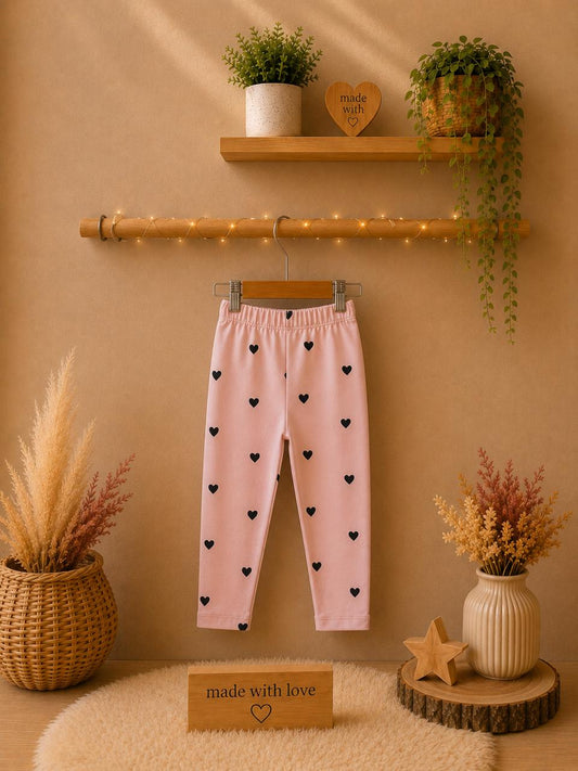 Pink Heart Print Leggings
