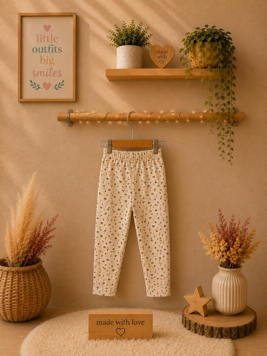 Beige Fall Print Leggings