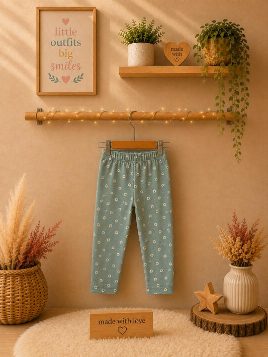 Green Floral Print Leggings