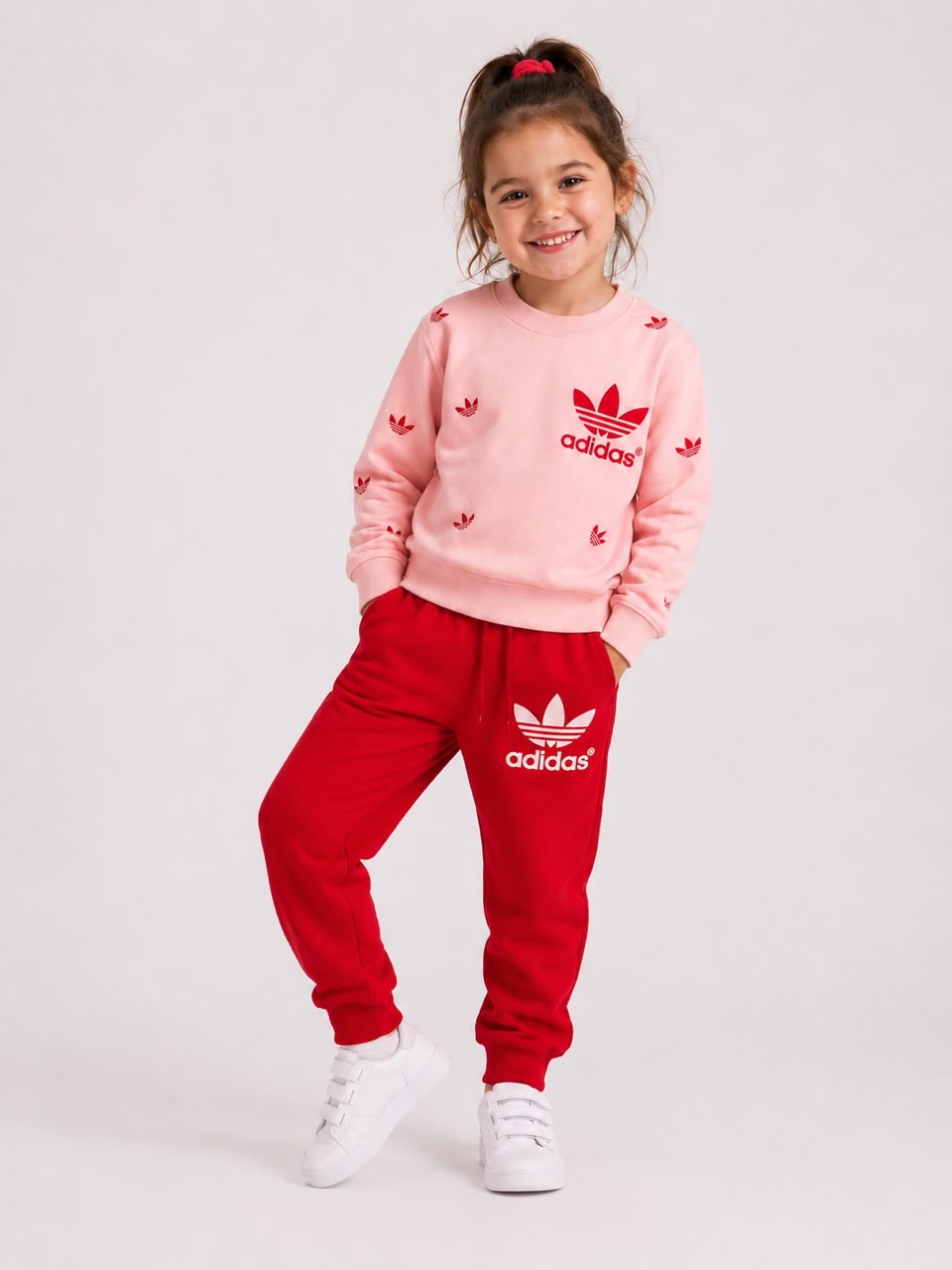 Pink & Red Adidas Tracksuit Set