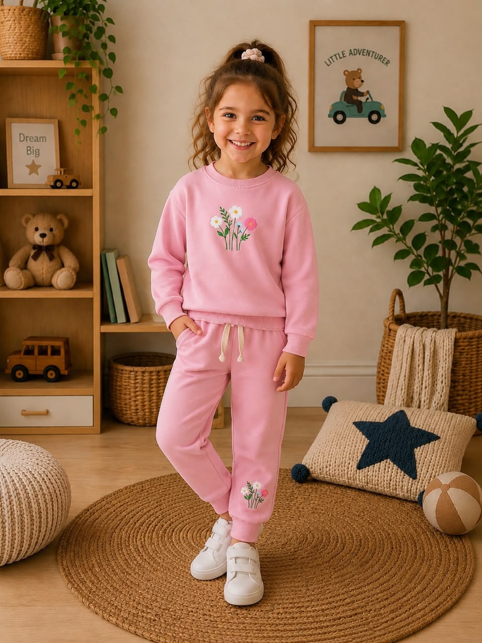 Pink Wildflower Sweatshirt & Jogger Set