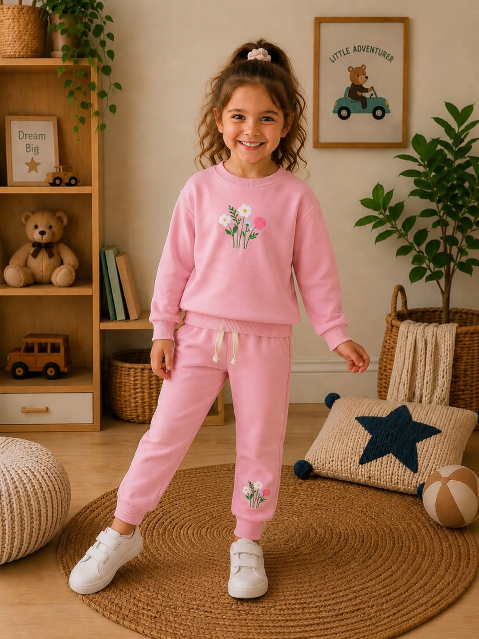 Pink Wildflower Sweatshirt & Jogger Set